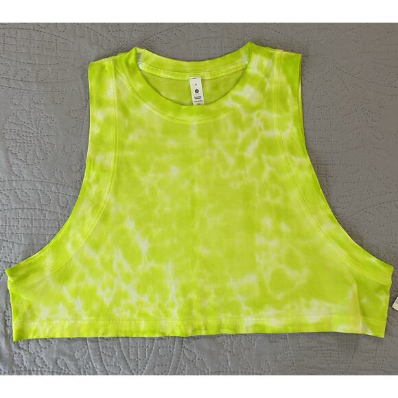 lululemon athletica Tops - Lululemon Sz 6 To Dye For All Yours Pima Ctn Marmoleodo Tie Dye Hilight Grn Crop